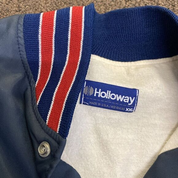 Vtg Pepsi 80s Holloway Employee Men's Bomber Jacket Striped Cuff Collar XXL Blue - Picture 4 of 10